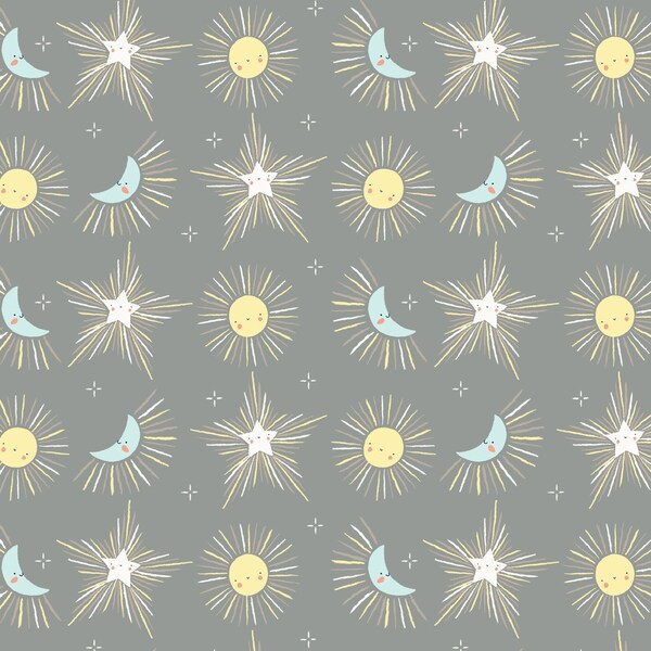 Baby Moon and Star Fabric Etsy