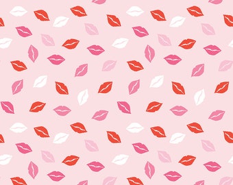 Valentine quilt fabric, lips fabric, Riley Blake-- Sending love- kisses in ballerina, girly fabric, glam fabric, cotton yardage