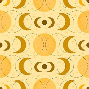 Moon phases fabric -- Celestial Galaxy, Blank Quilting -- lunar year fabric, crescent moon fabric, 100% cotton BTY