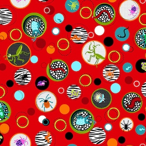Preying mantis fabric, I&#39;m Buggin&#39; Out by Studio E-- Big Dots, boys quilt fabric, beetles fabric, kids science quilt fabric