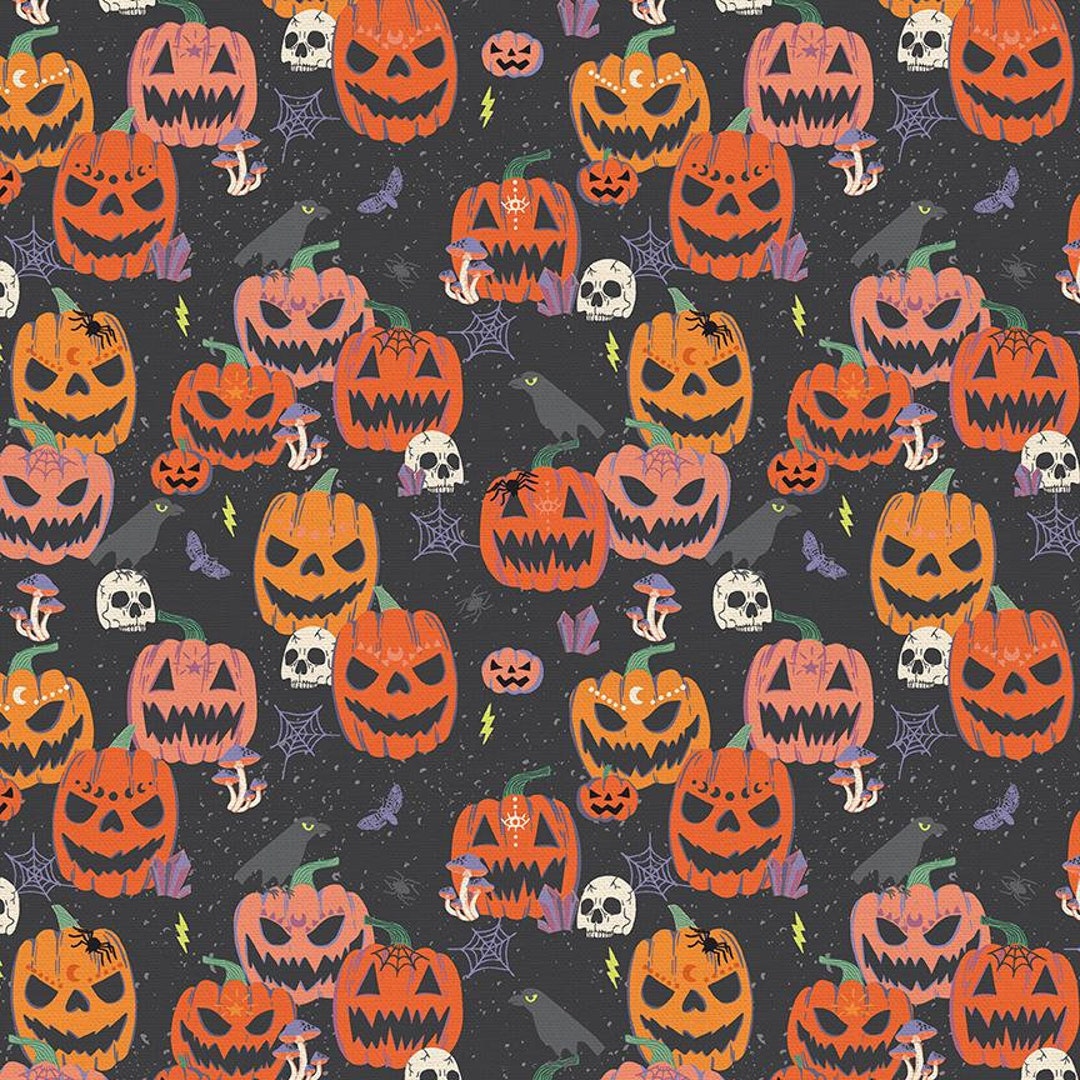Jack O Lantern Fabric Mystical Halloween by Paintbrush - Etsy