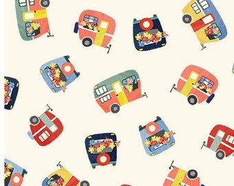 Camper quilt fabric, Camping Life--Michael Miller-- Campers, vacation fabric, cute campers fabric, traveling and exploring quilt fabric