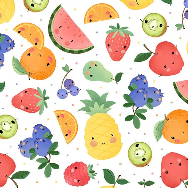 Fruit fabric, A bushel and a peck, My Main Squeeze by Michael Miller, kitchen quilt fabric, food fabric, cute fruit fabric, 100% cotton