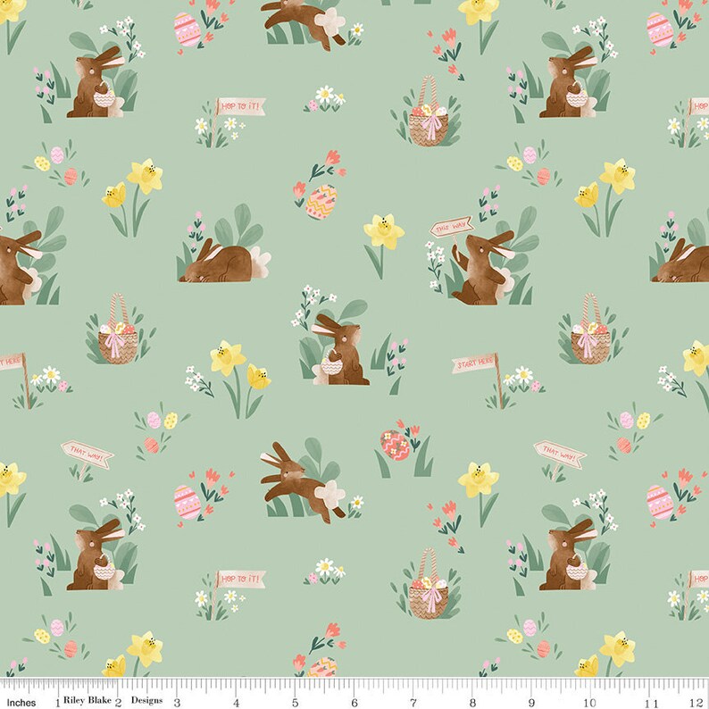 Easter Bunny Fabric Springtime Quilt Fabric Easter Egg Etsy