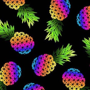 Summer beach fabric, Party Pineapples -- Let&#39;s get Tropical by Michael Miller, rainbow pineapple fabric, 100% cotton by the yard