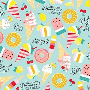 Summer Crush--Hello Summer by Michael Miller, ice cream fabric, popsicle fabric, donut fabric, summer treats, 100% cotton by the yard