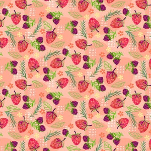 Strawberry fabric, Ambrosia by P&B Textiles, bee quilt fabric, springtime fabric, gardening fabric, 100% cotton