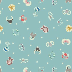 Tissu signes astrologiques, GLOW in the DARK -- Small Things Glow, Lewis & Irene -- tissu de divination, tissu signes astrologiques, 100 % coton