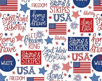 Patriotic Minis - Patriotic Pride - P&B Textiles - patriotic words quilt fabric, USA fabric, 100% cotton by the yard