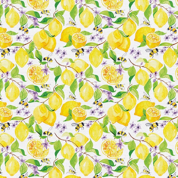 Sweet & Sour--Paint Brush Studios-- Lemon tree in white-- lemon quilt fabric, summer fruit fabric, 100% cotton woven