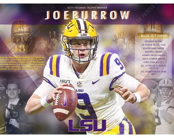 Framed LSU Tigers Joe Burrow Throwing Deep Autograph Replica Print
