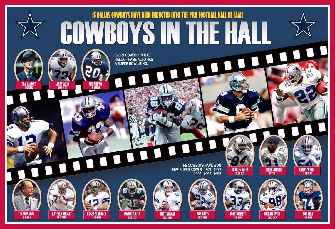 The Dallas Cowboys Hall of Fame Commemorative Poster Etsy