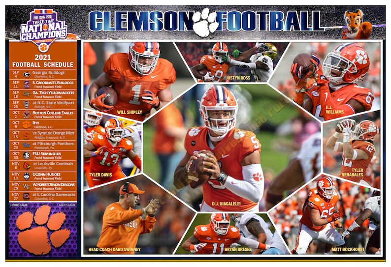 The 2021 Clemson Tigers 19x13 Pictorial Football Schedule | Etsy UK The 2021 Clemson Tigers 19x13 Pictorial Football Schedule | Etsy UK