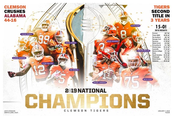 Clemson Tigers Win The 2019 National Title 19x13 Commemorative Poster