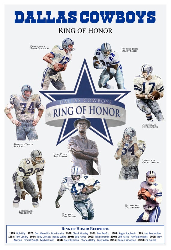 The Dallas Cowboys Ring of Honor 19x13 Commemorative Poster Etsy