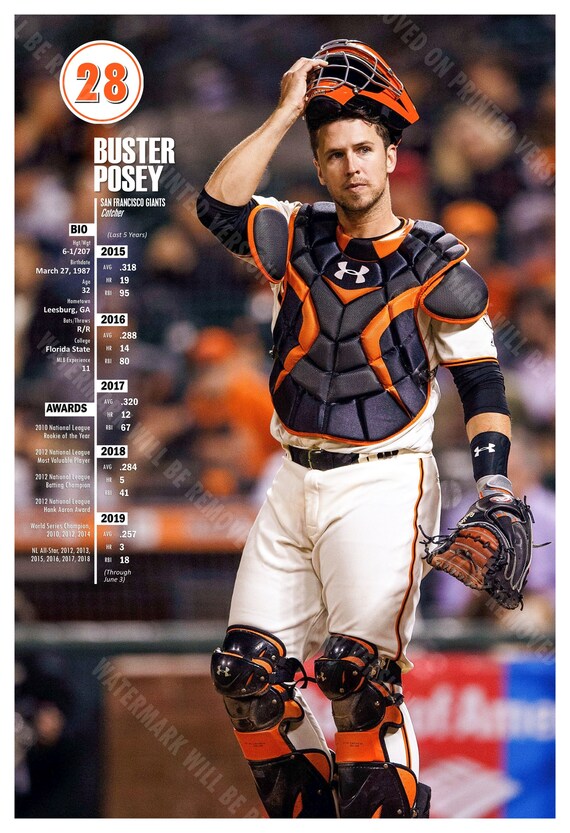Giants Superstar Catcher Buster Posey 13x19 Etsy
