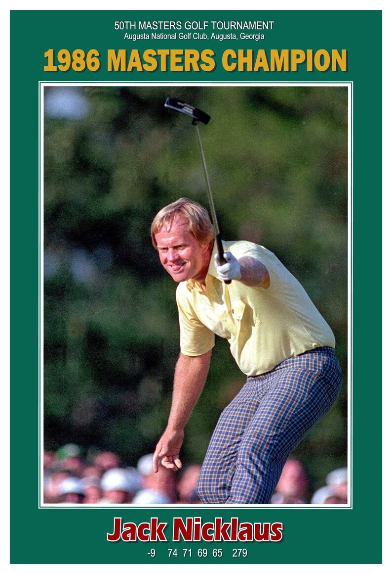 Jack Nicklaus 1986 Masters Golf Champion 13x19 Etsy