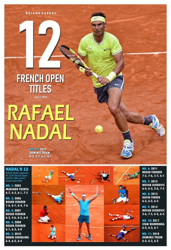 Rafael Nadal Vince Il Suo 12 Poster Commemorativo Del Titolo Etsy