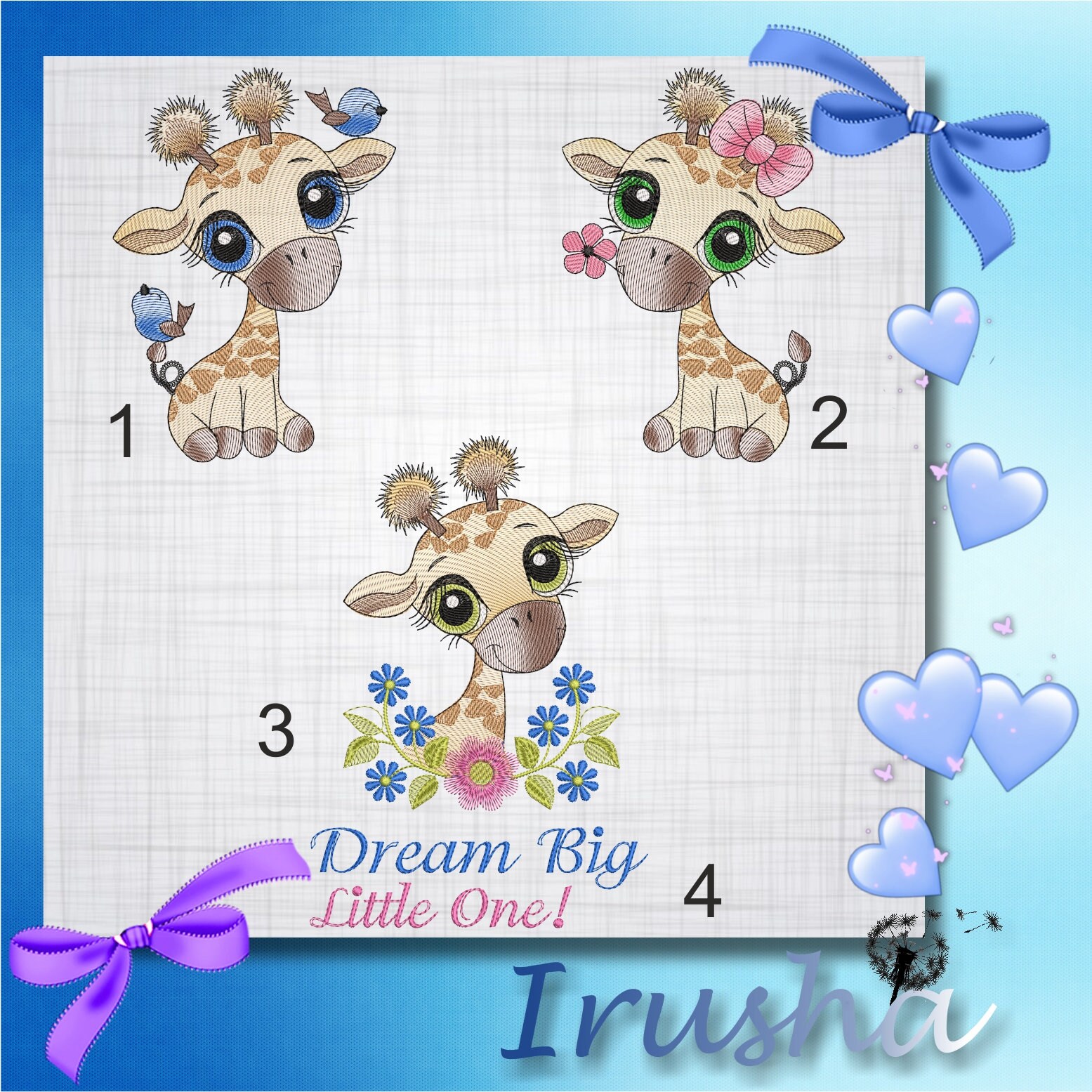 Giraffes Machine Embroidery Designs Set for Baby Children Etsy