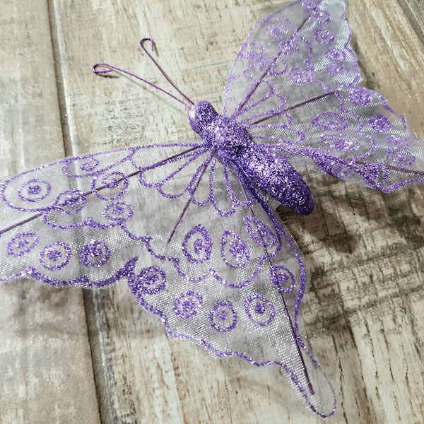 Nylon Glitter Clip On  Butterflies