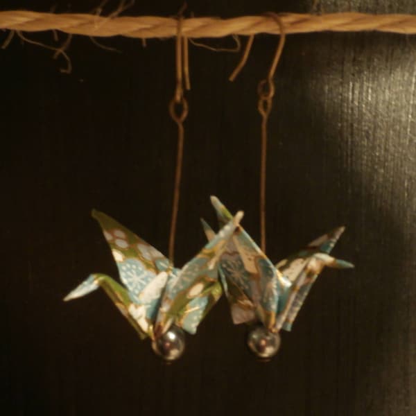 Boucles d'oreilles en origami - grues