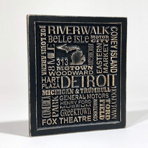 Detroit Carved Subway Sign, Detroit Wall Decor, Wooden Wall Art, Wooden Sign, Detroit Michigan Sign, Detroit Gifts, Man Cave Gifts