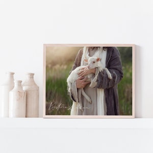 Art Print, Christ Holding Lamb, Religious Art, Christian Art, Home Decor