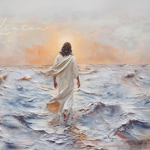 Jesus Christ Walking On Water, Christian, Painting, Christian Artwork, Abstract, Religious Art