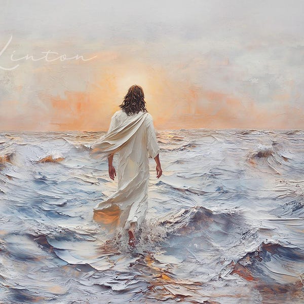 Jesus Christ Walking On Water, Christian, Painting, Christian Artwork, Abstract, Religious Art