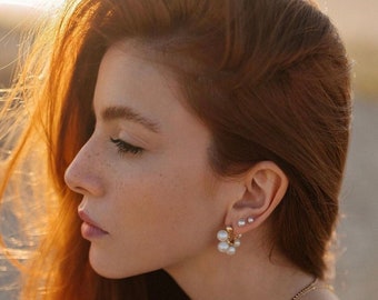 Perlen Creolen Ohrringe • Gold Creolen Ohrringe • Statement Ohrringe • Boho Ohrringe • Brautjungfern Geschenke