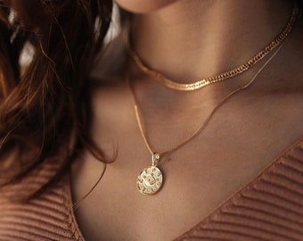 Halskette • Böser Blick • Schutz-Halskette • Münz-Halskette • Medaillon-Halskette • Layering-Halskette • Geschenk für Sie