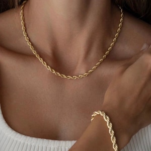 Gold Rope Chain • Rope Bracelet • Everyday Chain • Minimalist Necklace • Layered Necklace • Rope Necklace