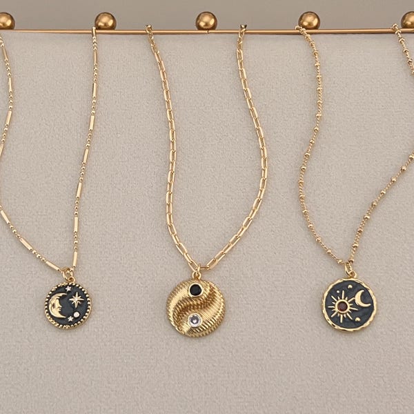 Gold Filled Necklace with Moon and Star Pendant, Cupid Angel Necklace, Celestial Minimalist Jewelry, Gift for Her, Delicate Jewelry