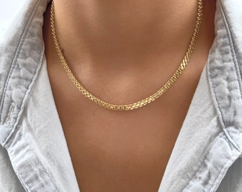 18k GF Bismarck Halskette, Gold Halskette, Layered Halskette, Geschenk für sie