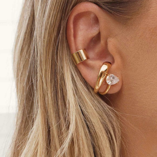 Lobe ear cuff earrings • CZ earrings • Minimalist Earrings • Christmas gif • Stud lobe cuff earring