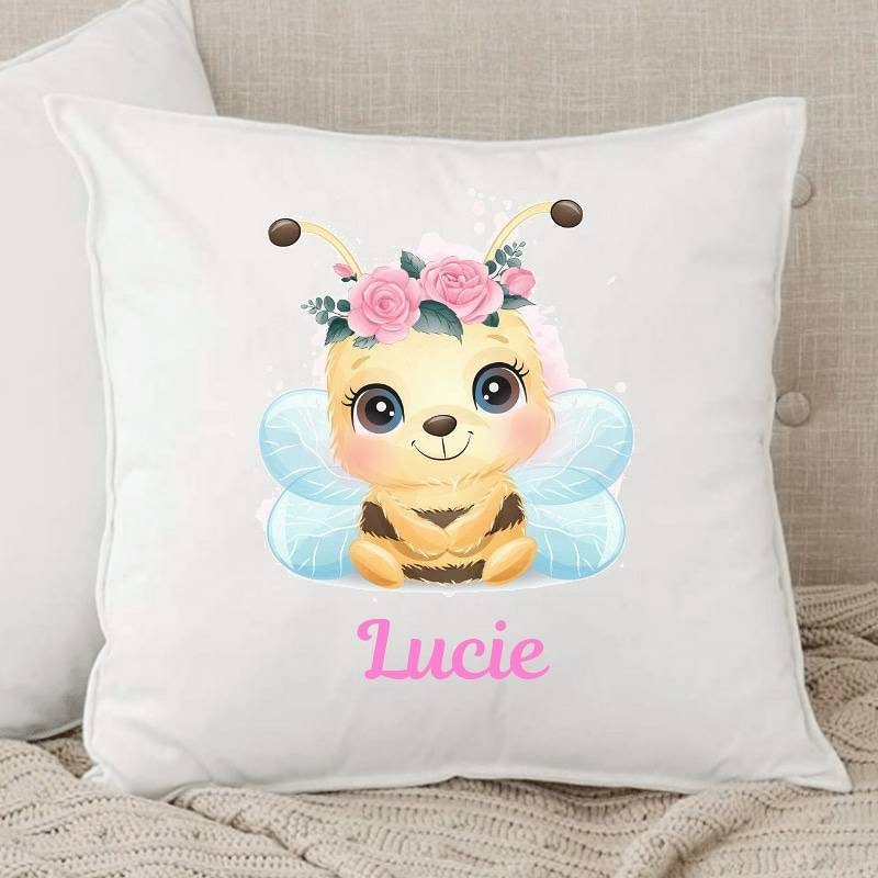 Coussin Personnalisé Pour Petite Fille Motif Abeille