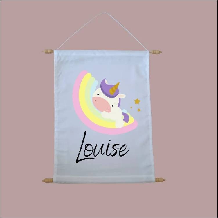 Affiche Chambre Enfant en Tissus, Décoration Personnalisée, Toile Murale