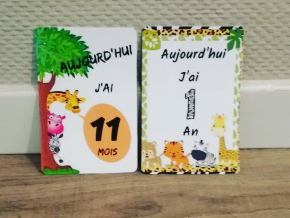 Carte Etape Premiere Annee Bebe Theme Jungle Carte Etape Etsy
