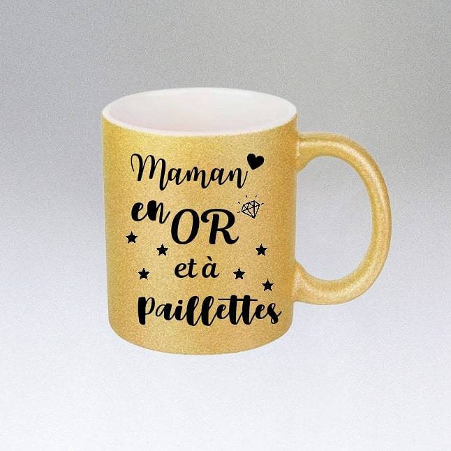 Mug à Paillettes, Mug Pour Maman, Or, Maman en Or