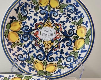 Ceramiche 4 Italia Lemon Dinner Plates Set Italian Ceramic 10.5" Tuscan Lemons