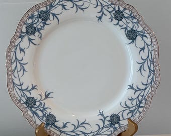 Morris & Co Dinner plate set of 4 Flower Leaf design Gray Gold Scalloped NEW