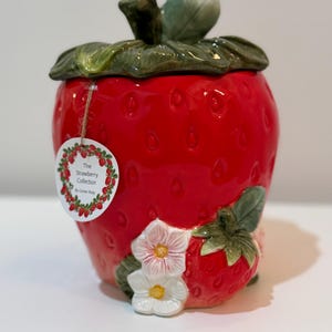 Corner Ruby Strawberry Cookie Jar ~ Canister NEW w tags