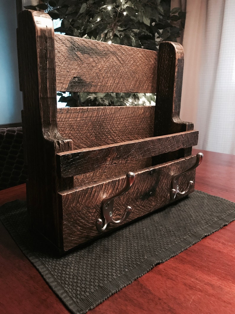 Rustic Mail Key Holder Made From Reclaimed Pallet Wood Etsy