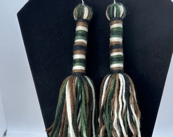 Camoflauge Chic Tassel Earrings