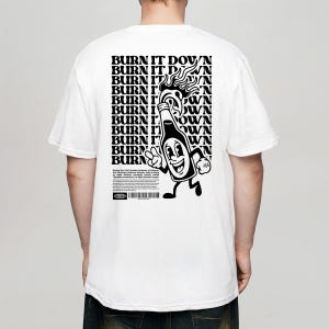 Burn It Down Tattoo T-Shirt | 100% Organic Cotton T-Shirt | Classic Traditional Tattoo Print | Streetwear-Tattoo Shirt Design