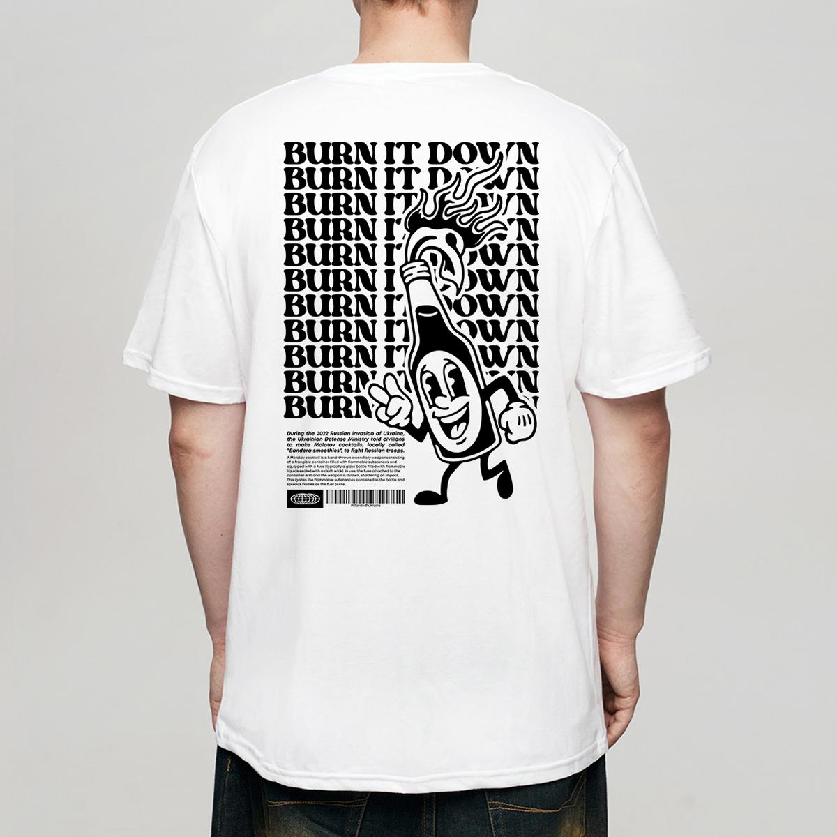 Burn It Down T-Shirt: Traditional Tattoo Design, Organic Cotton Unisex Tee