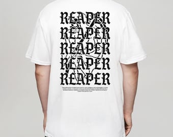 Reaper Skull T-Shirt: Traditional Tattoo Design, Organic Cotton Unisex Tee