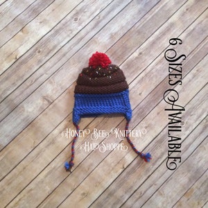 Chocolate Cupcake Hat with red cherry and sprinkles - 6 sizes available, READY TO SHIP; dessert, birthday, celebration, party, blue, HBKHats