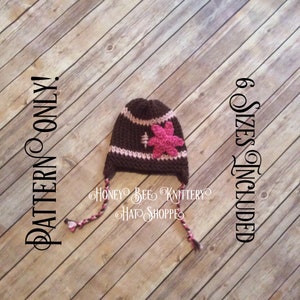 Football Hat w/ flower PATTERN ONLY - 6 sizes included; gridiron, catch, super bowl, superbowl, sports, pink, girly, loom knit, crochet