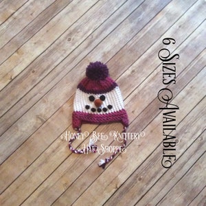 Snowgirl Hat - 6 sizes available, READY TO SHIP; pink, purple, tweed, carrot nose, frosty, frozen, snow girl, woman, snowboard, HBKHats